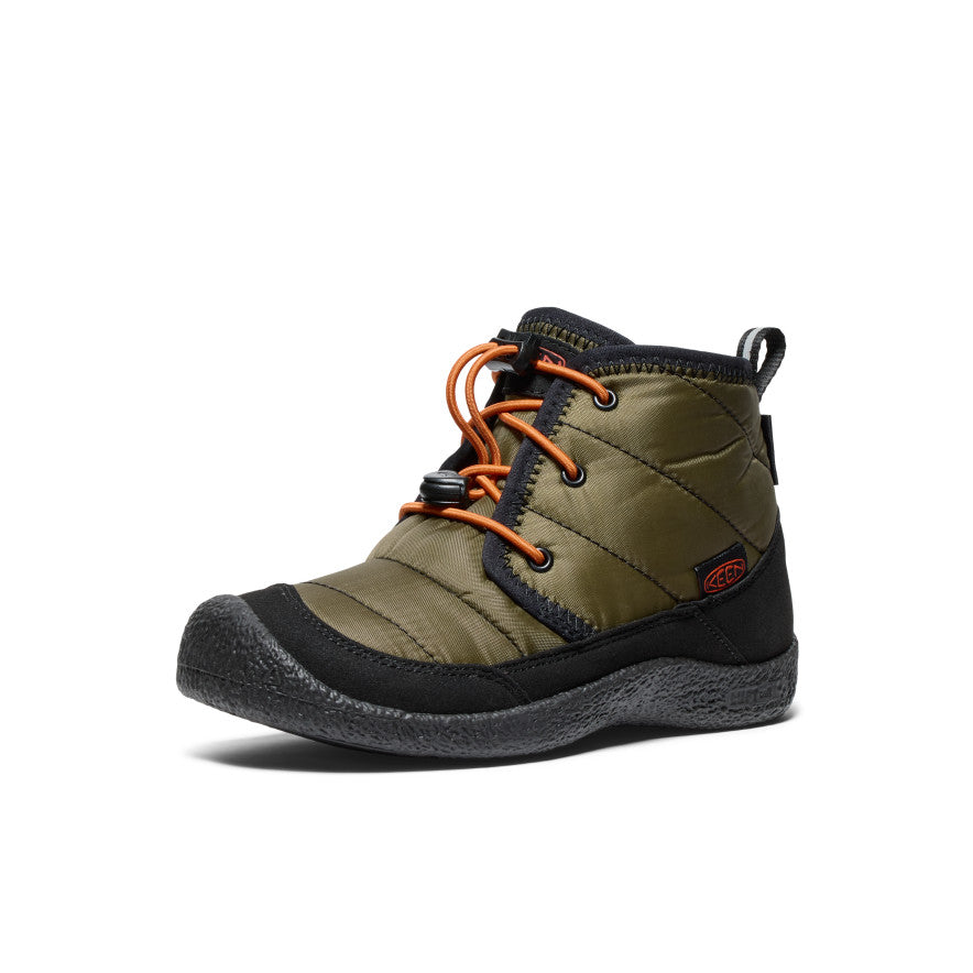 Big Kids' Howser II Waterproof Chukka | Dark Olive/Gold Flame - Image 3